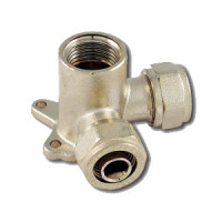 1626 Tiemme Двойной фитинг с фланцем с 3 отверстиями 16x2,0*1/2"*16x2,0